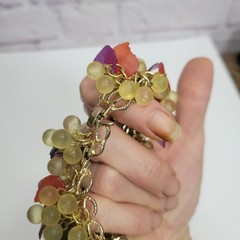 VTG Bonetto Candy Watch Bracelet Grape Fruit Charm Yellow Whimsigoth Y2K Kitsch