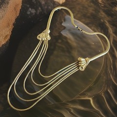 Classic Vintage Gold Tone Multi Strand Layered 15″ Snake Chain Necklace R30