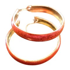 1960 Orange Hoop Earrings Vintage Retro Metal Circle
