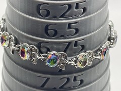 Vintage Watermelon Rhinestone Bracelet Silver Tone Variable Size