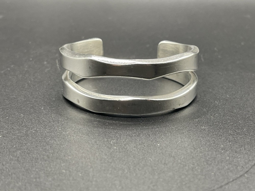 Vintage Sterling Silver Cuff Bracelet RSW Marked Heavy 61.59g Modernist