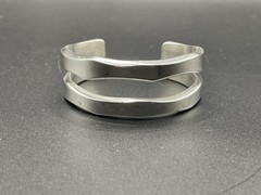 Vintage Sterling Silver Cuff Bracelet RSW Marked Heavy 61.59g Modernist