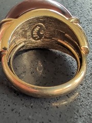 Vintage Lanvin Gold Tone Tortoise? Ring Sz 6.75 P25