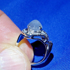 EARTH MINED STAR SAPPHIRE DIAMOND ART Deco Engagement Ring SOLID 14K WHITE GOLD