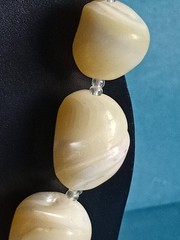 Vtg Balamuti Mother of Pearl Beaded Necklace &Small Spacer Beads 60g Pink Swirls