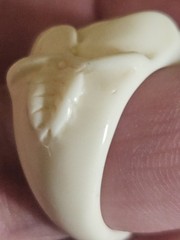Vintage Ivory Lucite Plastic Carved Rose Flower Ring Size 8