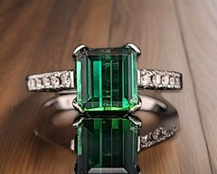Vintage Platinum Engagement Ring 1.96CT. Gem Natural Green Tourmaline