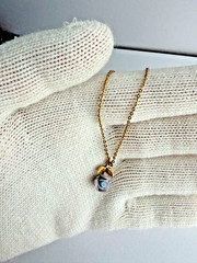 Vintage 1928 Handmade 1968 Purple Porcelain Rose Features Three-Dim. Pendant