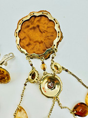 VTG! “Liz Clayborne’s Amber Crystals & Beads Victorian Style Necklace + Earrings