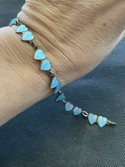 antique Norway sterling silver double heart bracelet 925 Enamel