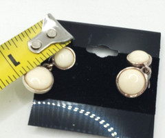 Vintage Silver Tone White Centers Clip Earrings Stunning NWH