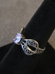 Vintage Sterling Silver Ring Light Purple Colored CZ Stone Sz 5 Estate Jewelry