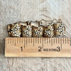 Hobe Cleopatra Rhinestone Flowers Bracelet & Earrings Has Wear Missing Gems Rare