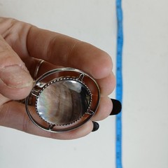 Vintage 2-Sided Mother of Pearl and Hand Carved Flower Pendant