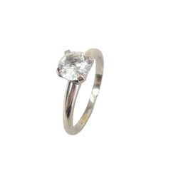 Vintage 14k white gold White Topaz Solitaire Ring 1.25 carat