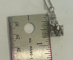Vintage Solid Sterling Silver Mama Bear Pendant On 30in Sterling Box Chain 9.25g