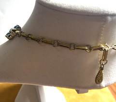 VTG Signed LISNER Blue/Teal AB Crystals Gold Tone Choker/Necklace-16″