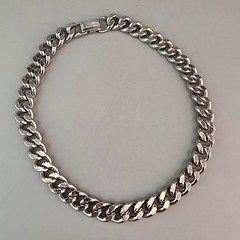 Vintage Coro Cuban Necklace Heavy Silver Tone Chunky SHORT 15″