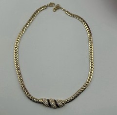 Vintage ch. dior Gold-Tone Chain Necklace Crystal Pavé & Enamel Signed Rare!
