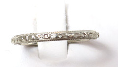 Antique Art Deco Wedding Band 18K White Gold Ring Size 4.5 UK-I Width 1.77 MM
