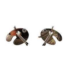 Vintage Mid Century Modern Paint Palette Rose Gold Tone Screw Back Earrings