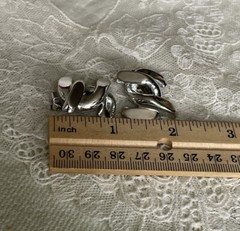 Vintage Silver Tone Clip On Earrings Jewelry JMS-27