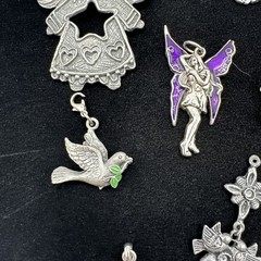 Vintage Now LOT 14 Silver Tone Pewter Pendants Charms Craft Wear Jewelry
