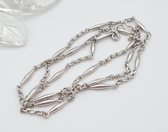 Art Deco Pt950 Platinum Solid Bar Link Chain Necklace 22.5″ inch Chinese