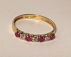 Vintage Wheeler 10K Yellow Gold Natural Garnet Diamond Band Ring Size 6 MCM