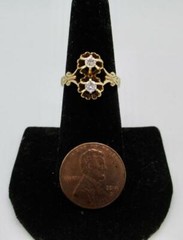 VICTORIAN BUTTERCUP 14 KT YELLOW DIAMOND RING 0.24 CTW SIZE 7.25
