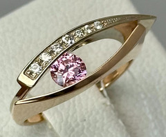 Vintage 14K 585 Rose & White Gold Ring Pink & White CZ Ukraine 6.5 US 5,56 g