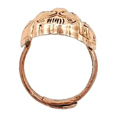 Vtg Hong Kong Copper Tone Lion Head Ring Adjustable Sz 7 Figuraln Zodiac Leo