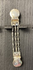 Vintage Silver Tone Collar Clip Self Closing Tension Clasp 3 Strand Chain & Caps