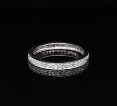Vintage 14k White Gold Diamonds All The way Around Dress Ring Size O Val $3310.
