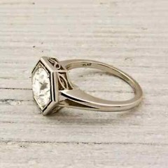 Art Deco Vintage Round Lab Created Diamond 14K White Gold Finish Engagement Ring