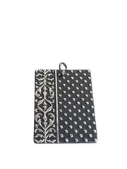 Vintage Black Silvertone Rectangle Pendant 1.5 inches