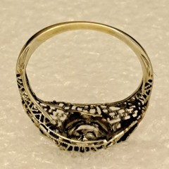 Antique 18K White Gold Diamond Cluster Filigree Engagement Ring Edwardian? Deco?
