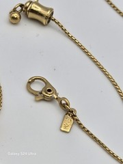 Vintage Monet Lariat Necklace Gold Tone Cream Enamel Good Luck Charms Heart
