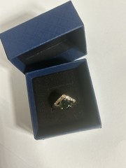 Vintage Green Cubic Zirconia Ring Gold Plated Womens Size 6.5