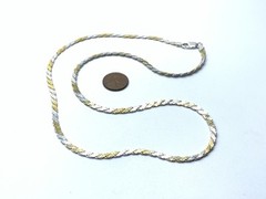 Italy MILOR Sterling Silver Rhodium Plated 2 Tone 24” Flat Rope Necklace ~ 19.7g