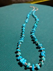 Vintage Kingman Turquoise Olive Shell Heishi Necklace 29″ Southwestern 35g