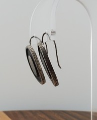 VTG 925 Mexico Oval Oxidized Gray 1in Earrings Sterling Silver 13g Rustic Estate