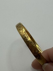 Vintage 14K Gold Filled Marathon Hinged Bangle W/ Floral Etching