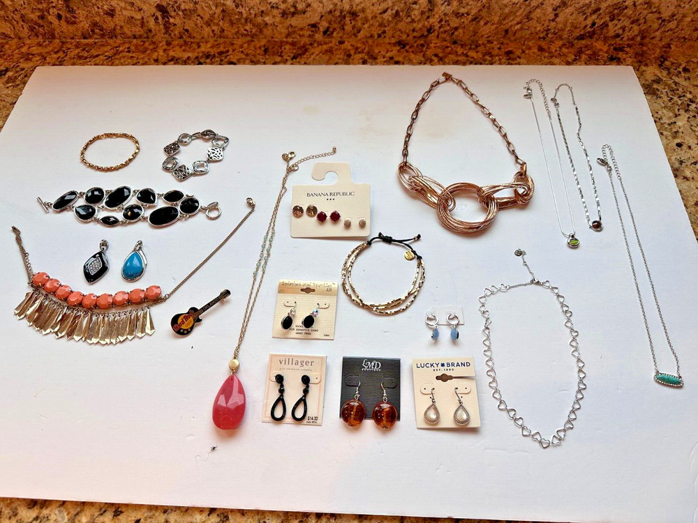 Lot Of 20 Pieces Signed Wear or Re-Sell Modern Costume Jewelry New To Used