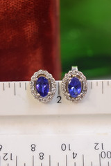 Vintage 14K White Gold Tanzanite Diamond Halo Stud Earrings