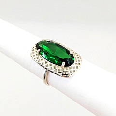 Vintage Luxury RING Silver 925 with Chic Big Bright Stone -size: 9US (19mm)| #53