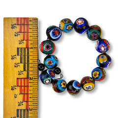 Vintage Millefiori Beads Bracelet 13 Beads Strung on Spring Wire