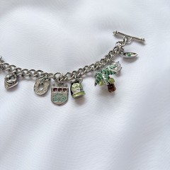 RARE 2PC VINTAGE Y2K JUICY COUTURE SLIVER CHARM BRACELETS | 14 CHARMS | NWOB