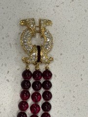 NOLAN MILLER Bordeaux Red Glass Bead Rhinestone Bracelet New in Original Box!