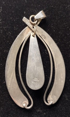 Sterling Silver 925 Signed Israel Artisan Modern Eilat Stone Necklace Pendant